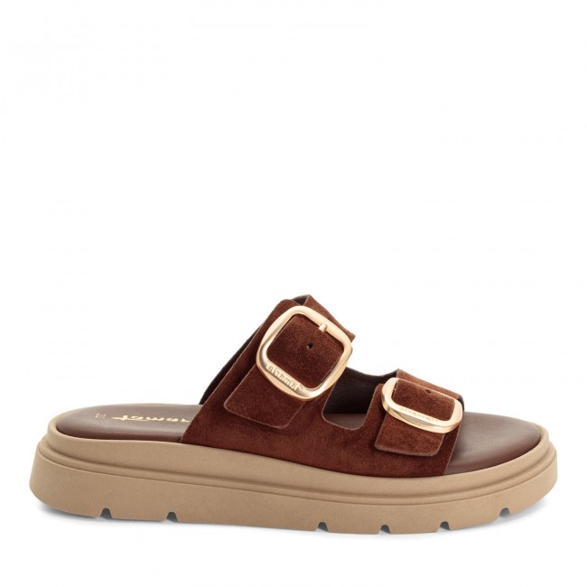 Tamaris 1-27239-42-304 Mocca Γυναικεία Δερμάτινα Mules