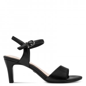Tamaris 1-28008-42-020 Black Γυναικεία Πέδιλα με Τακούνι