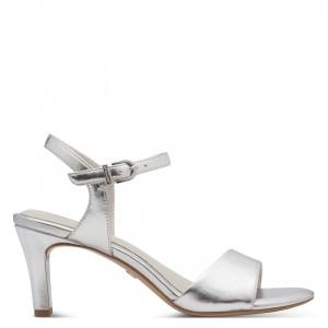 Tamaris 1-28008-42-941 Silver Γυναικεία Πέδιλα με Τακούνι