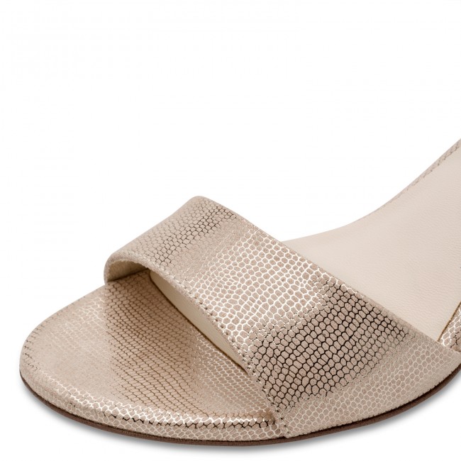 Tamaris 1-28028-42-968 Gold Γυναικεία Πέδιλα με Τακούνι