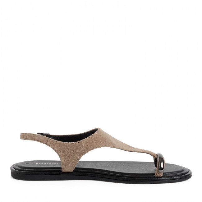 Tamaris 1-28142-46-341 Taupe Γυναικεία Δερμάτινα Πέδιλα