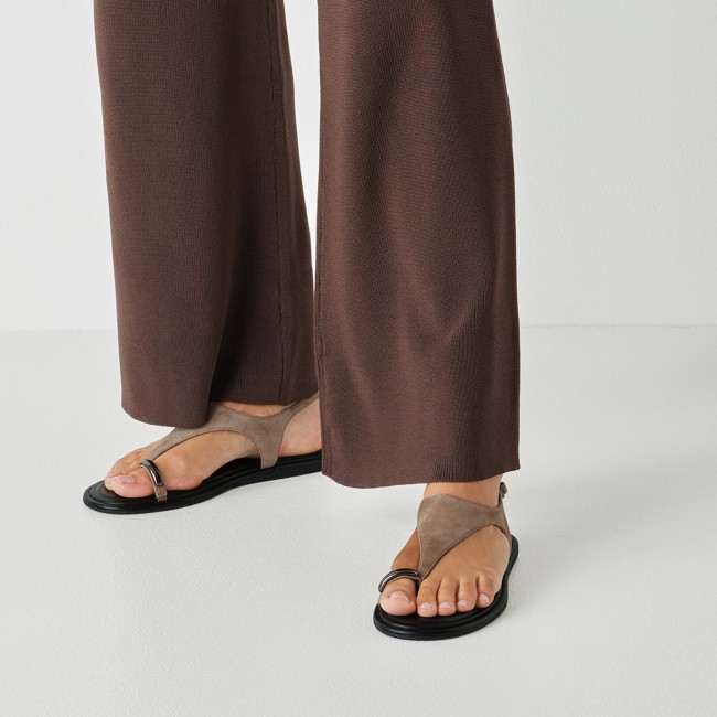 Tamaris 1-28142-46-341 Taupe Γυναικεία Δερμάτινα Πέδιλα