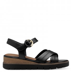 Tamaris 1-28202-42-003 Black Leather Γυναικεία Πέδιλα