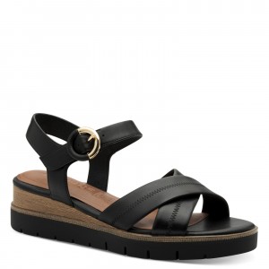 Tamaris 1-28202-42-003 Black Leather Γυναικεία Πέδιλα