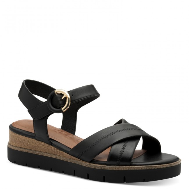 Tamaris 1-28202-42-003 Black Leather Γυναικεία Πέδιλα