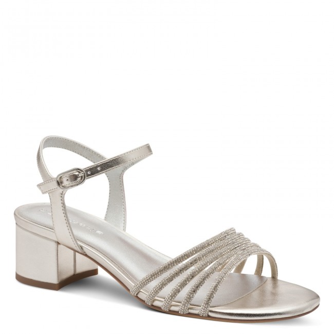 Tamaris 1-28248-44-957 Platinum Γυναικεία Πέδιλα με Τακούνι