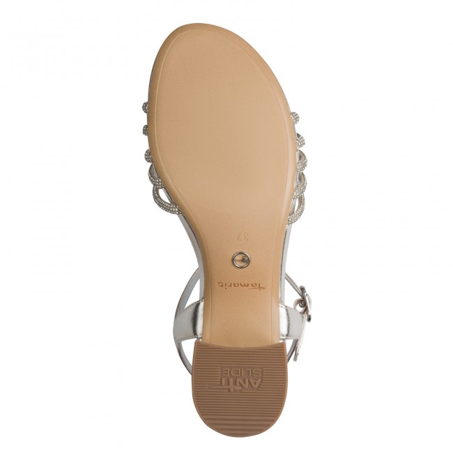 Tamaris 1-28248-44-957 Platinum Γυναικεία Πέδιλα με Τακούνι