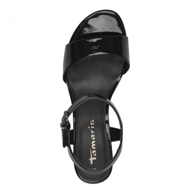 Tamaris 1-28249-42-018 Black Patent Γυναικεία Πέδιλα με Τακούνι