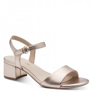 Tamaris 1-28249-42-933 Gold Γυναικεία Πέδιλα με Τακούνι