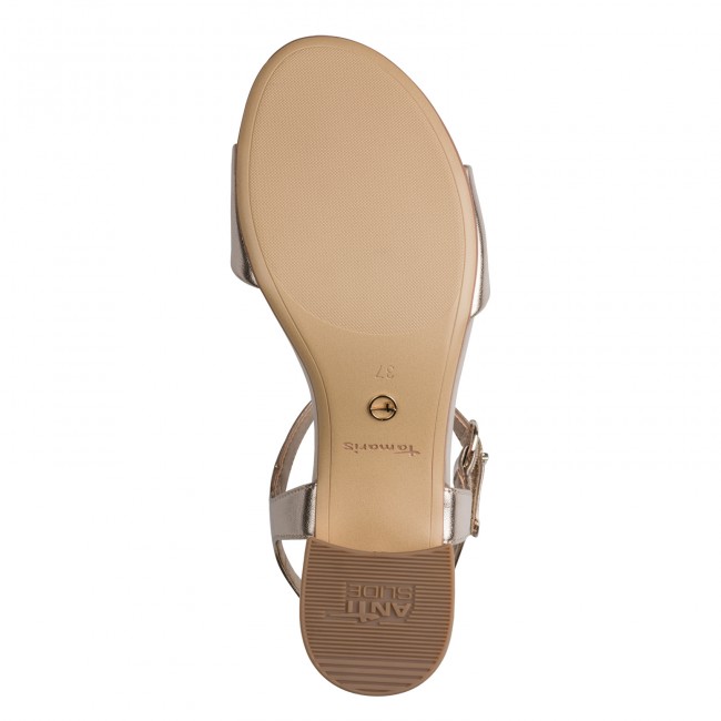 Tamaris 1-28249-42-933 Gold Γυναικεία Πέδιλα με Τακούνι