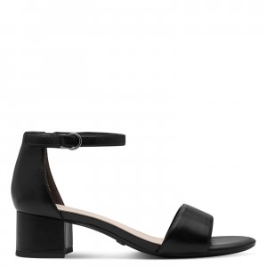 Tamaris 1-28295-42-020 Black Matt Γυναικεία Πέδιλα με Τακούνι