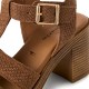 Tamaris 1-28302-46-380 Brown Struct Γυναικεία Πέδιλα με Ψηλό Τακούνι