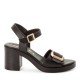 Tamaris 1-28303-46-003 Black Leather Γυναικεία Πέδιλα με Τακούνι