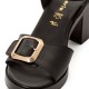 Tamaris 1-28303-46-003 Black Leather Γυναικεία Πέδιλα με Τακούνι