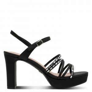 Tamaris 1-28307-46-001 Black Γυναικεία Πέδιλα με Τακούνι