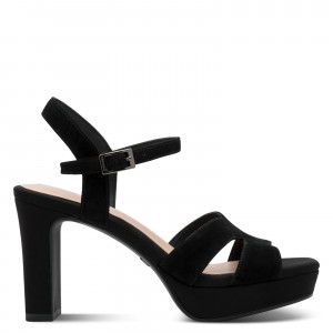 Tamaris 1-28309-42-007 Black Γυναικεία Πέδιλα με Τακούνι