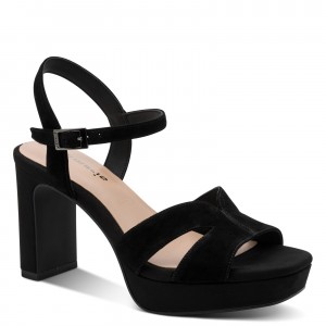 Tamaris 1-28309-42-007 Black Γυναικεία Πέδιλα με Τακούνι