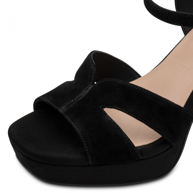 Tamaris 1-28309-42-007 Black Γυναικεία Πέδιλα με Τακούνι