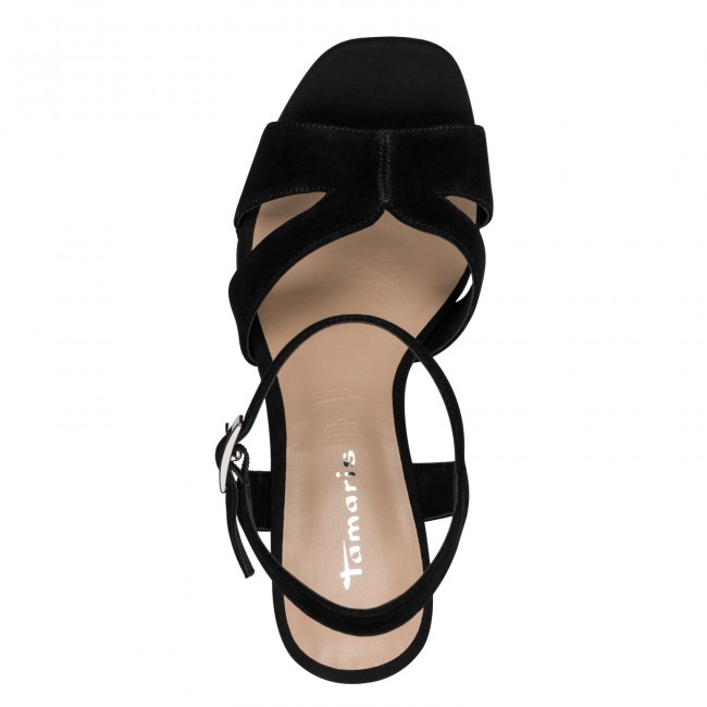 Tamaris 1-28309-42-007 Black Γυναικεία Πέδιλα με Τακούνι