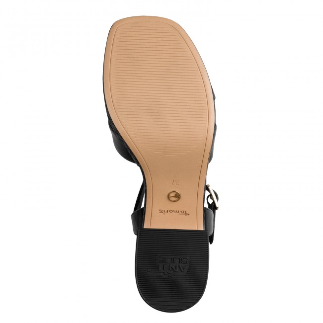 Tamaris 1-28313-44-003 Black Leather Γυναικεία Πέδιλα με Τακούνι