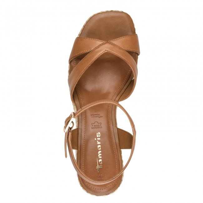 Tamaris 1-28313-44-305 Cognac Γυναικεία Πέδιλα με Τακούνι