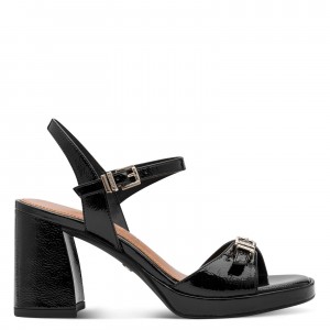 Tamaris 1-28317-46-001 Black Γυναικεία Πέδιλα με Τακούνι