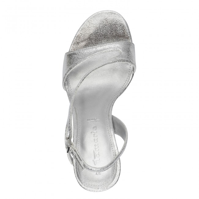 Tamaris 1-28321-46-941 Silver Γυναικεία Πέδιλα με Τακούνι
