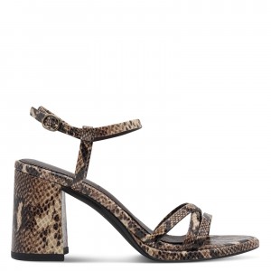 Tamaris 1-28327-46-386 Brown Snake Γυναικεία Πέδιλα με Τακούνι