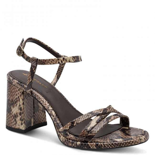 Tamaris 1-28327-46-386 Brown Snake Γυναικεία Πέδιλα με Τακούνι