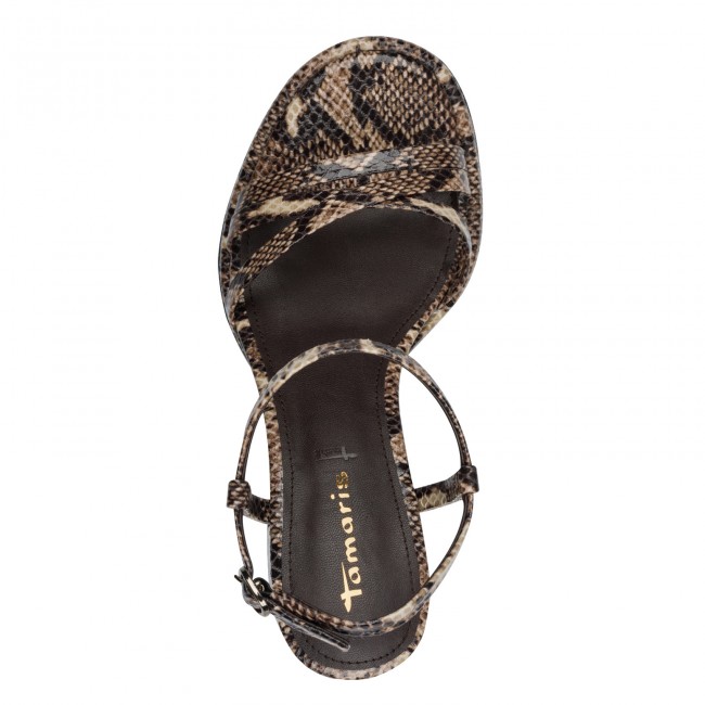 Tamaris 1-28327-46-386 Brown Snake Γυναικεία Πέδιλα με Τακούνι