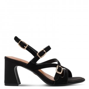 Tamaris 1-28340-46-004 Black Γυναικεία Πέδιλα με Τακούνι