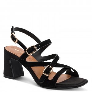 Tamaris 1-28340-46-004 Black Γυναικεία Πέδιλα με Τακούνι