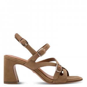 Tamaris 1-28340-46-401 Beige Γυναικεία Πέδιλα με Τακούνι
