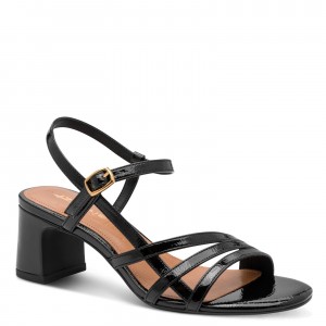 Tamaris 1-28350-46-018 Black Patent Γυναικεία Πέδιλα με Τακούνι