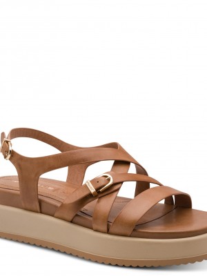 Tamaris 1-28365-46-305 Cognac Γυναικείες Flatform Πλατφόρμες