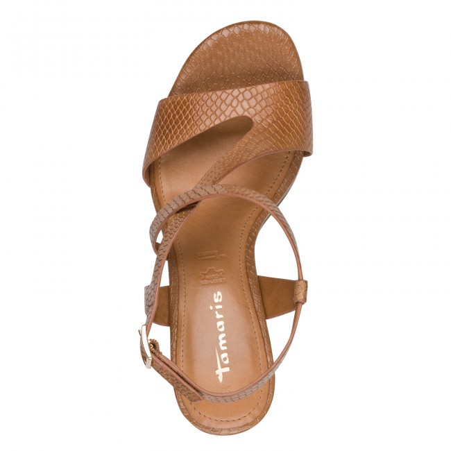 Tamaris 1-28369-46-372 Cognac Γυναικεία Πέδιλα με Τακούνι