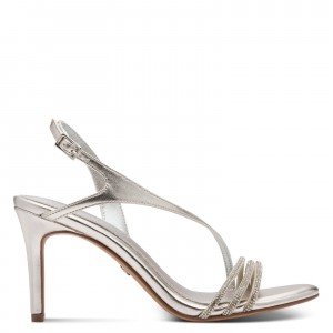 Tamaris 1-28373-46-957 Platinum Γυναικεία Πέδιλα με Τακούνι