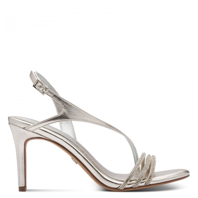 Tamaris 1-28373-46-957 Platinum Γυναικεία Πέδιλα με Τακούνι