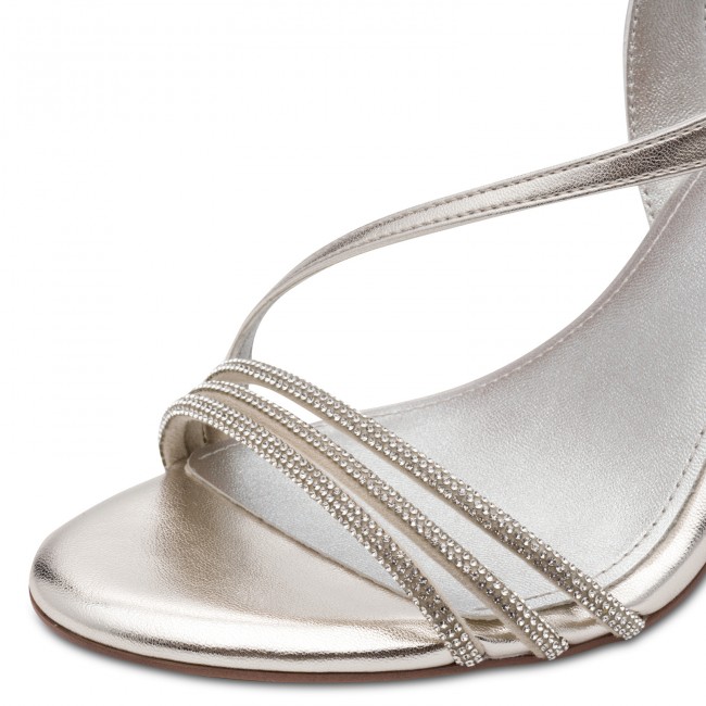 Tamaris 1-28373-46-957 Platinum Γυναικεία Πέδιλα με Τακούνι