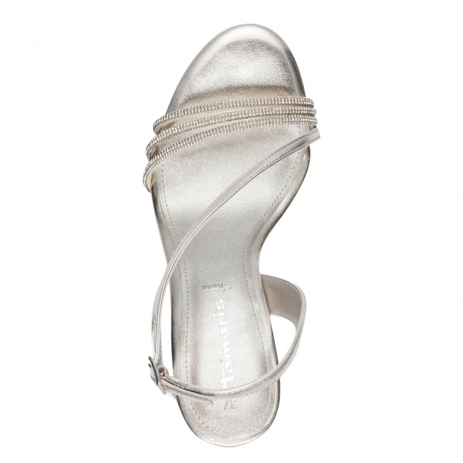 Tamaris 1-28373-46-957 Platinum Γυναικεία Πέδιλα με Τακούνι