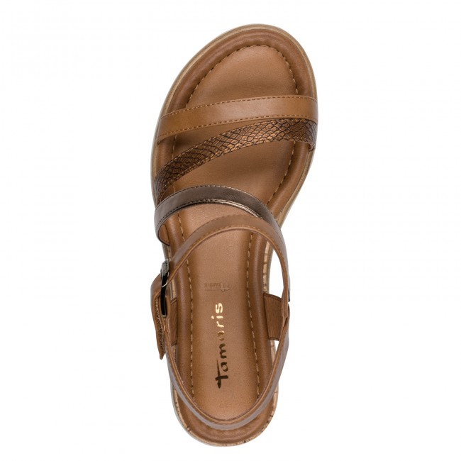 Tamaris 1-28713-46-305 Cognac Γυναικείες Flatform Πλατφόρμες