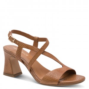 Tamaris 1-28369-46-372 Cognac Γυναικεία Πέδιλα με Τακούνι