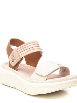 XTI 143986 Beige Γυναικεία Flat Σανδάλια