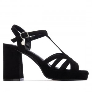 XTI 145104 Black Γυναικεία Ψηλά Πέδιλα