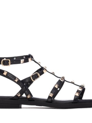 XTI 145149 Black Γυναικεία Flat Σανδάλια