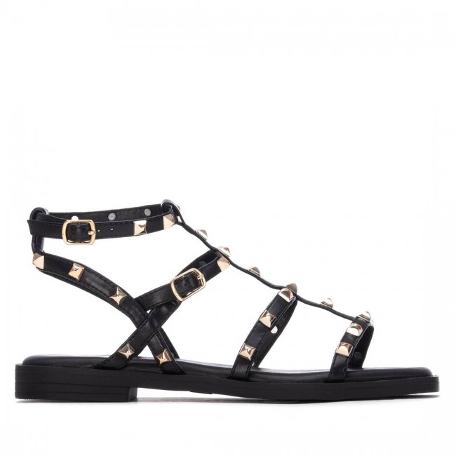 XTI 145149 Black Γυναικεία Flat Σανδάλια