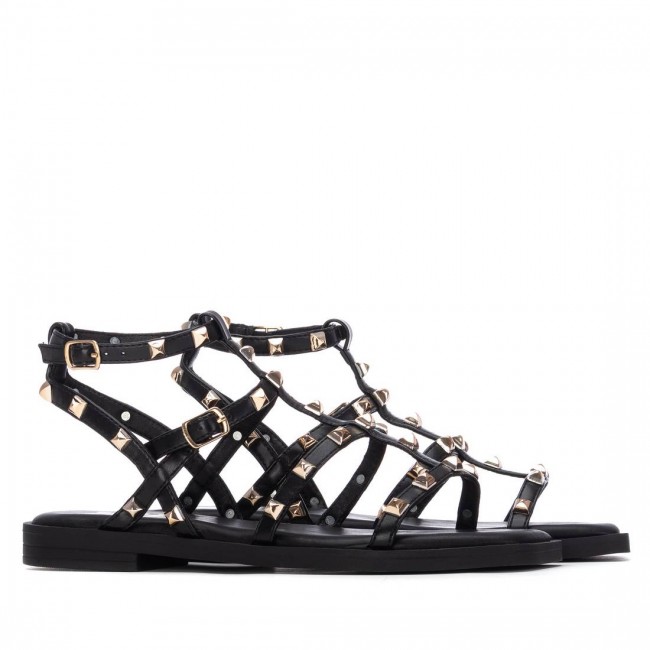 XTI 145149 Black Γυναικεία Flat Σανδάλια