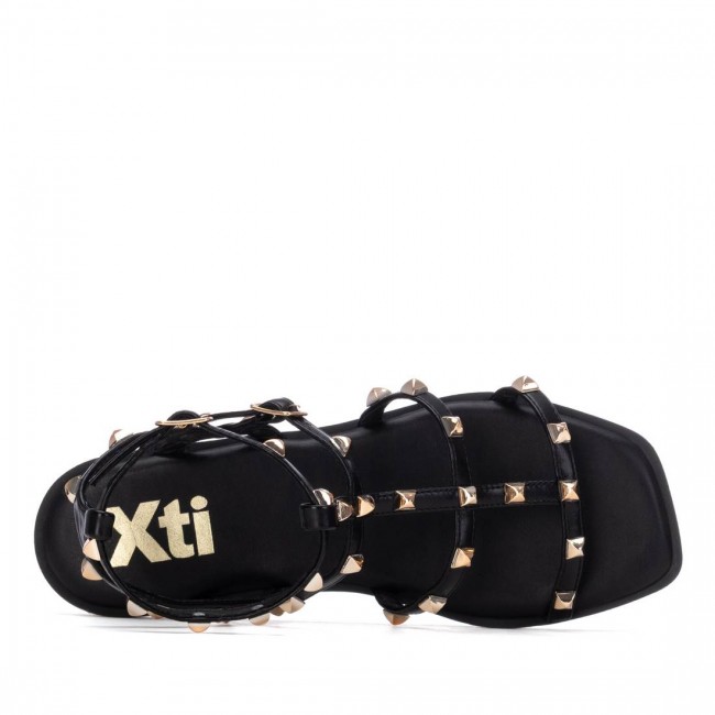 XTI 145149 Black Γυναικεία Flat Σανδάλια