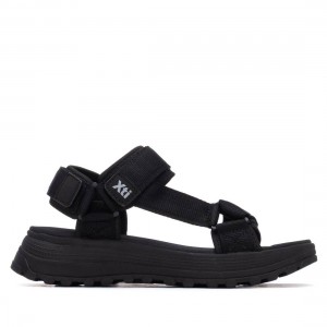 XTI 145181 Black Γυναικεία Flat Σανδάλια