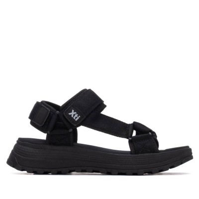 XTI 145181 Black Γυναικεία Flat Σανδάλια